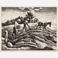 Planting by Thomas Hart Benton, 1939, Lithograph on paper, sold Jun 2026