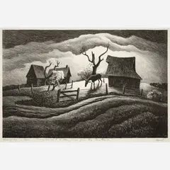 Rainy Day by Thomas Hart Benton, 1938, Lithograph, sold Jun 2026