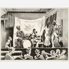 Minstrel Show by Thomas Hart Benton, 1934, Lithograph on paper, sold Jun 2026