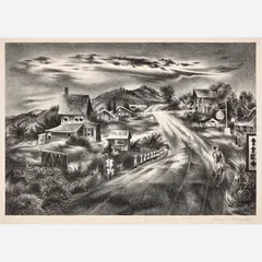 Aaron Bohrod, Pennsylvania Highway, 1942, Lithograph on paper