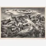 Aaron Bohrod, Pennsylvania Highway, 1942, Lithograph on paper