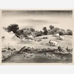 Adolf Dehn, Threshing, 1939, Lithograph on paper