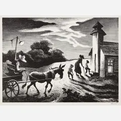 Prayer Meeting by Thomas Hart Benton, 1949, Lithograph on paper, sold Jun 2026