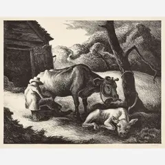 White Calf by Thomas Hart Benton, 1945, Lithograph on paper, sold Jun 2026