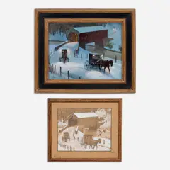 Winter Evening, Lancaster County by John Philip Falter, Oil on canvas, sold Jun 2025
