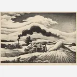 Threshing by Thomas Hart Benton, 1941, Lithograph on paper, sold Jun 2025