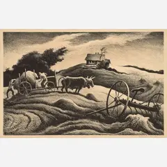 Thomas Hart Benton, New England Farm, 1951, Lithograph on paper