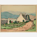 Norma Bassett Hall, Cottage in Skye, 1941-42, Color woodcut on paper