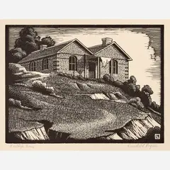 Herschel C. Logan, Hilltop Home, 1934, Woodcut on paper