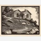 Herschel C. Logan, Hilltop Home, 1934, Woodcut on paper