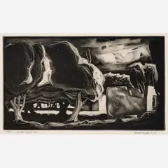 Doel Reed, Ancient Apple Trees, 1948, Aquatint on paper