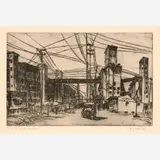Mary Huntoon, K.C.K. Grain Elevators, 1936 Soft ground, etching
