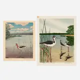 Maurice Bebb, Two works 1. Avocet, 1953 Four-plate, color aquatint and etching on paper