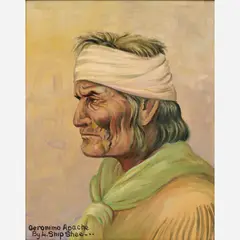 Geronimo Apache by Louis ShipShee, Oil on canvas board, sold Jun 2025