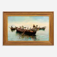 Quintana Olleras, Boats of Napoli, 1886, Oil on canvas