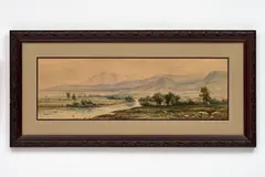 George Ernest Colby, Landscape with river and mountains, 1890, Watercolor on paper