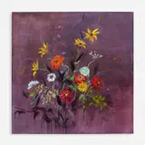 Bev Gegen, Zinnias III, Acrylic on canvas