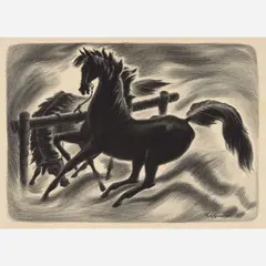 Phil Paradise, Black Stallion, 1941, Lithograph on paper