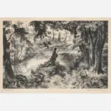 Charles Banks Wilson, Boy Fishing, 1968, Lithograph on paper
