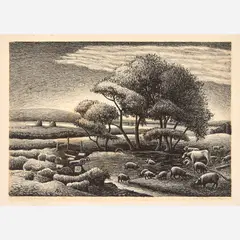 Aaron Gunn Pyle, Waterhole, Lithograph on paper