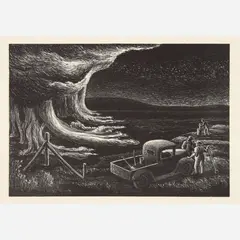 Aaron Gunn Pyle, Prairie Fire, 1944, Lithograph on paper