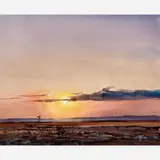 James R. Hamil, Prairie Sunset, Watercolor on paper