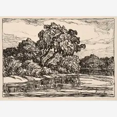 Early Summer by Birger Sandzén, 1923, Lithograph on paper, sold Oct 2023