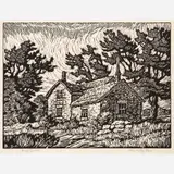 Birger Sandzén, Blue Valley Farm, 1929, Linocut on paper