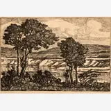 Birger Sandzén, Creek with Trees, 1921, Lithograph on paper