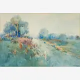 Kathryn E. Cherry, Landscape, 1919, Watercolor on paper