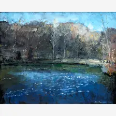 Burt's Pond, Late Light by Robert Sudlow, 2001, Oil, sold Oct 2023