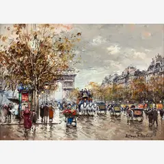 Antoine Blanchard, Arc de Triomphe, Avenue des Champs d'Elysees, 1977, Oil on canvas