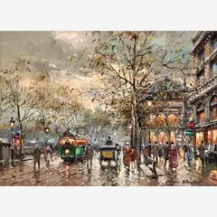 Antoine Blanchard, Quai des Gesvres, Theatre du Chatelet, 1977, Oil on canvas