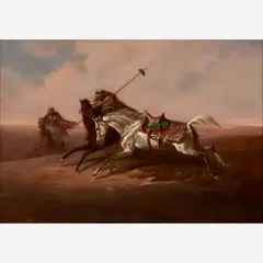 The Chase by Adolf Schreyer, Oil on canvas, offered Oct 2023
