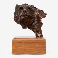 Wolf Bust by Sherry Salari Sander, 1981, Patinated bronze, sold Oct 2023