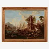 Abraham Casembroot, Dutch Ships Opposite Messina, circa 2nd half 18th c., Oil on canvas