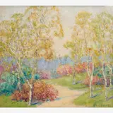 Josephine L. Reichmann, A Corner in Jackson Park, Oil on board