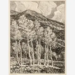 Aspens by Birger Sandzén, 1918, Lithograph on paper, offered May 2023