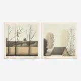 Robert Kipniss, Two color lithographs on paper Each 5" x 5" (image sizes) Four Trees, 1979 Shadows and Mists, 1979 Each is, pencil