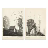 Robert Kipniss, Two lithographs on paper Each 4 3/4" x 3 1/2" (mat window sizes) The Apple Shed, 1978 Summer Landscape, 1978 Each is, pencil