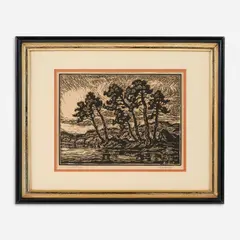 Toward Evening by Birger Sandzén, 1942, Linocut on paper, offered Nov 2022