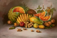 J.D. Castro, Still Life with Fruit, 1967, Oil on canvas