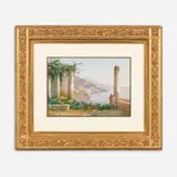 Guglielmo Giusti, Friar Surveying the Amalfi Coast, Gouache on paper