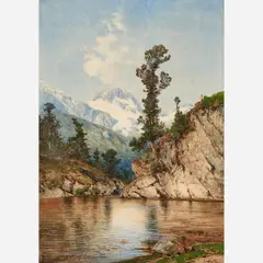 Ascan Lutteroth, Untitled (Alps lake landscape), 1900, Watercolor on paper