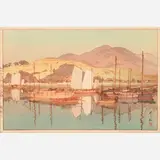 Hiroshi Yoshida, Waiting for the Tide, 1930 Color woodblock on paper 10 1/4" x 15 1/4" (sight) Seal-signed to the bottom right