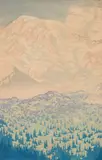 Ambrose McCarthy Patterson, Mount Rainier, 1922 Color woodblock on paper 14 1/2" x 9 3/8, Ink