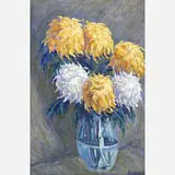 Gennady Iosifovich Malyshev, Chrysanthemums, 1990, Oil on canvas