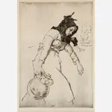 Edward Blampied, A Jersey Milkmaid, 1920, Drypoint