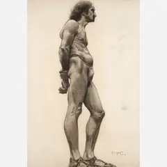 Figure drawing by Wilton Glenn Cooper, Charcoal on paper, offered Nov 2022