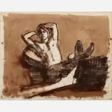 Robert Kalthoff, Reclining Nude, 1974 Monoprint on paper 18 1/2" x 24" (sight), Pencil